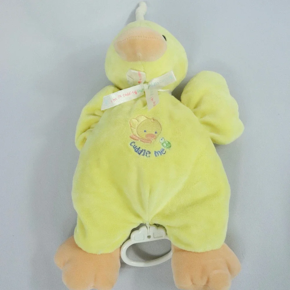 Tykes by Carters Yellow Cuddle Me Bow Duck Plush Musical Crib Pull Toy WORKS